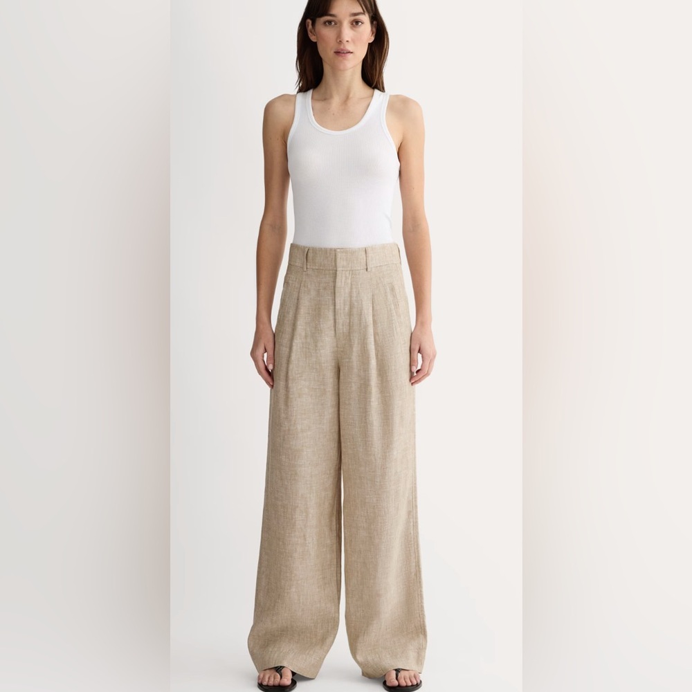 Everlane Linen Way-High Drape pant, Cornstalk chambray color, 14, NWT